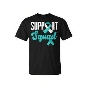 T-shirt de sensibilisation au cancer du col de l'utérus avec ruban turquoise Support Squad - Product Image 3