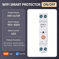 Interrupteur intelligent WiFi 63A 1P+N avec compteur d'énergie, surveillance des kWh, relais temporisé, contrôle Tuya/SmartLife, disjoncteur intelligent