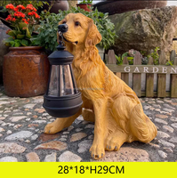 Großhandel Harz Hundes tatue mit Solar Laterne Outdoor Landschaft wasserdichte Hundes kulptur und LED hängende Laterne