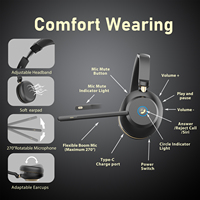 Casque téléphonique sans fil supra-auriculaire ENC pour centre d'appels, avec suppression du bruit et microphone, idéal pour les chauffeurs de camion