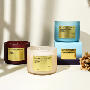 <span class=keywords><strong>Bougie</strong></span> parfumée en cire de soja de luxe haut de gamme, tendance, pour la décoration de la maison, personnalisée, en verre, à 3 mèches, pour le bain et le corps, vente en gros - Product Image 3