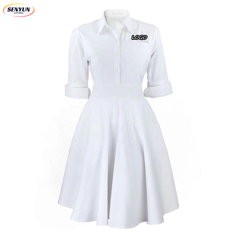 Best Quality White Nurse Uniform Dress - Short Sleeve Skirt Best Quality White Nurse Uniform Dress - Short Sleeve Skirt