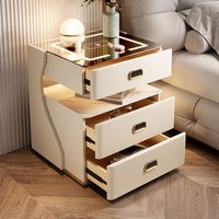 Table de chevet intelligente moderne avec coffre-fort, chargement sans fil, verrouillage Bluetooth, en bois, avec LED, pour chambre à coucher