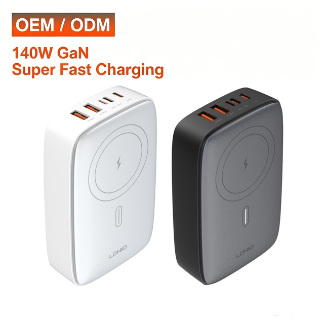 LDNIO Q4010 140W GaN High Power Support 4 Port Usb Type C Qc3.0 Fast Charger Adapter Universal Charger with Wireless Charge