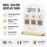 Support de signalisation de paiement par code QR en acrylique transparent sur mesure pour salon de manucure, support d'affichage de logo pour réseaux sociaux, vente en gros d'usine