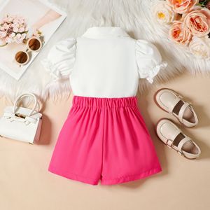 Abbigliamento Estivo Coreano 2026 per Ragazze: Completo Due Pezzi con Camicia Elegante a Maniche Corte a Sbuffo e <span class=keywords><strong>Pantaloncini</strong></span> - Boutique di Abbigliamento per Bambini - Product Image 6