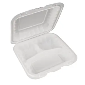 High Quality 3 Compartment Disposable Food Lunch Box 34 Oz Plastic With Lids