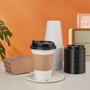 Gobelets en papier kraft à double paroi personnalisés avec logo, jetables, 8oz, 10oz, 12oz, 16oz, avec couvercles, pour café chaud et boissons gazeuses - Product Image 2