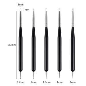 Lot de 5 pinceaux à double tête en acrylique avec strass pour nail art, outils de pointillage, de dessin, de traçage et de sculpture pour gel - Product Image 5