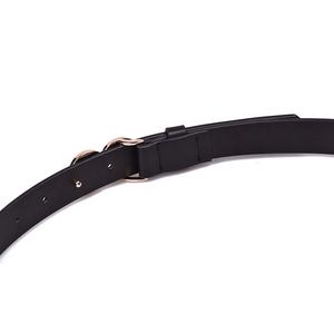 कस्टम जींस साधारण गोल मिश्र धातु बकल काले पु चमड़े की महिलाओं के लिए कमर बेल्ट 2.3 सेमी चौड़ाई 100 सेमी - Product Image 5