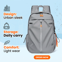 Sac à dos pour ordinateur portable, personnalisable avec logo, couleur unie minimaliste, tendance, unisexe, professionnel, multifonctionnel, en polyester