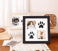 Almohadilla de Tinta DIY Hecha a Mano para Huellas de Perros y Gatos, Sin Lavado, Cuadrada de Dos/Cuatro Rejillas, Material MDF de 8 Pulgadas para Montaje en Pared