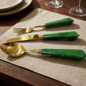 Ensemble de couverts 3 pièces plaqué or pour 4 personnes miroir polissage couteau à dîner cuillère en métal Place cuillère repose Pot Clips - Product Image 6
