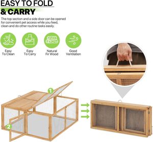 Foldable Wooden Small Animal Playpen With Wire Mesh and Expandable Design for Outdoor Indoor <strong>Pet</strong> <strong>Run</strong> Use - Product Image 4