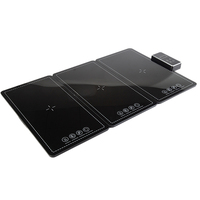 Plateau chauffant électrique pliable à trois panneaux en verre, avec contrôle tactile latéral, étanche, couleur ivoire, pour tables à manger