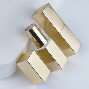 זהב פלסטיק יהלומי מתכת עץ וזהב מגנטי אוזניות עור מחזיק מיני ריק יוקרה ארגונית שפתון מקרה עם מראה
