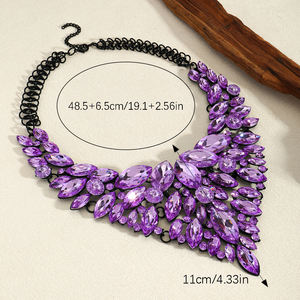 יוקרה רטרו תכשיטים גוף קלאסי תכשיטים ענק rinestone יהלום חתונה שרשרת שרשרת סגסוגת מצופה זהב - Product Image 6