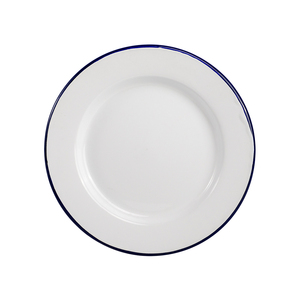 Assiettes à dîner en métal émaillé rétro avec bordure noire, personnalisées avec un motif floral blanc classique, 18 cm, 20 cm, 24 cm - Product Image 5