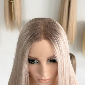 European Human Hair Cuticle Aligned Top <b>Lace</b> Wig Front HD Swiss <b>Lace</b> Wigs For <b>White</b> Women Silver <b>White</b> Blonde Wigs - Product Image 5