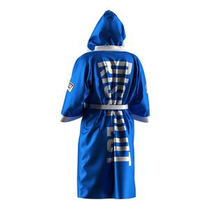 Bata de boxeo para hombre con capucha, ajuste atlético, satén brillante premium, para entrada en el ring, con logo personalizado - Product Image 2