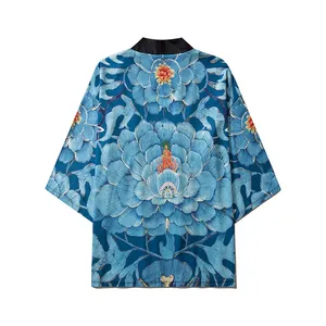 Tiktok Japanische Kimono <span class=keywords><strong>Obi</strong></span> Yukata Haori Blume und Vogel 3D gedruckte Strickjacke für Frauen Herren Japanischer Mantel Traditionelle Kleidung - Product Image 3