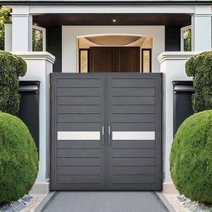 Puerta abatible <span class=keywords><strong>de</strong></span> aluminio <span class=keywords><strong>de</strong></span> alto estilo, revestimiento en polvo, <span class=keywords><strong>listones</strong></span> <span class=keywords><strong>de</strong></span> puerta <span class=keywords><strong>de</strong></span> entrada <span class=keywords><strong>de</strong></span> <span class=keywords><strong>madera</strong></span> terminados, valla <span class=keywords><strong>de</strong></span> granja <span class=keywords><strong>de</strong></span> jardín, enrejado, puerta corredera perfecta - Product Image 1