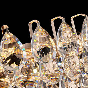 Hotel Villa Elegant Hanging Pendant Lights Modern Gold Round Oval K9 Crystal <b>Chandeliers</b> - Product Image 5