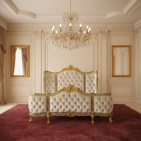 Lit de luxe classique européen Yips LD-1903-1797 de 1,8 m, motif floral peint à la main, ensemble de chambre antique en bois personnalisable