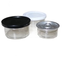 Boîtes en fer blanc transparentes de 100 ml, 3,5 grammes, pour aliments, avec couvercles noirs scellables à la machine, étanches, résistantes aux enfants, anti-odeur, pour biscuits et gelées