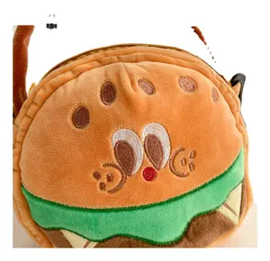 Vui vẻ Ins phim hoạt hình dễ thương khoai tây chiên Hamburger Túi cô gái trăm nhỏ Satchel sáng tạo cầm tay Crossbody đồng xu Ví
