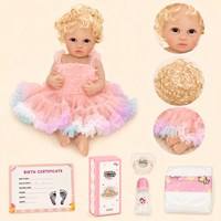 BAkwbwBY Poupée Reborn Fille de 18 Pouces, Corps Entièrement en Vinyle Lavable, Réaliste, Tenue Tutu Arc-en-ciel Tendance avec Biberon et Sucette