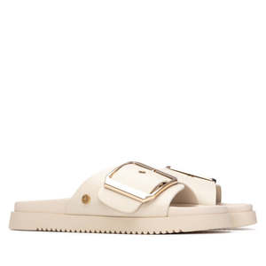 Xti Women's Beige <b>Slide</b> Sandals 39mm Heel 3 Cm Comfortable Flat <b>Slip</b>-On Shoes For Summer Wear - Product Image 4