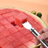 2 In 1 Watermeloen Snijder Zomer Multifunctionele Watermeloen Fruitmes Roestvrijstalen Vork Watermeloen Snijder Met Vork