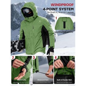 FOXA Men's <b>Waterproof</b> Ski <b>Jacket</b> Fleece Lined Warm Winter Hooded Snow Wear - Product Image 5