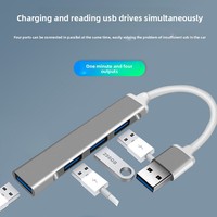 USB 3.0 4-Port Type-C Hub Adapter Docking Station DC Output Aluminium Alloy Kecepatan Transfer 5Gbps untuk MacBook/Laptop & Pemain Game