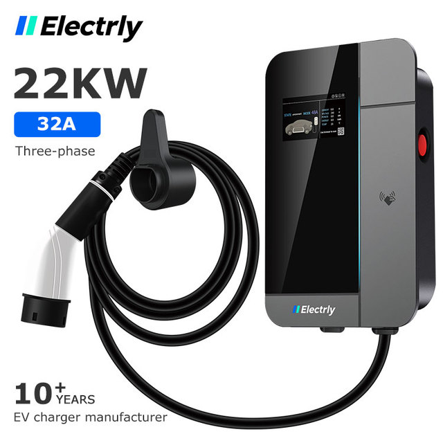 Electrly Home EV Fast Wall-mounted Charging Stations Type 2 Adjustable Current EV Charger Wallbox 11KW