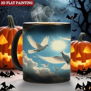 Frosted <b>Ceramic</b> Mug 11oz Color Changing Magic <b>Cup</b> With Dove Sky Art Design - Product Image 6