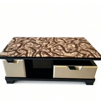 Table basse moderne en MDF avec dessus en papier à motif marbré, avec tiroirs, pour salon