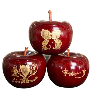 Customized high quality art minds wood crafts red apple wood art crafts Customization of tableware and Christmas apple