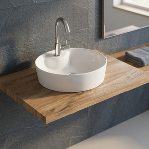 Lavabo de mesa redondo pequeño Lavabo de cerámica Nuevo diseño Lavabo de baño de encimera blanco elegante - Product Image 1