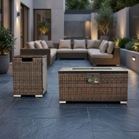 Table de foyer rectangulaire moderne en acier Corten pour l'extérieur avec couvercle pour réservoir de gaz naturel