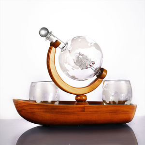 Carafe à whisky en forme d'hélicoptère, ensemble de carafe à whisky avec plateau en bois, bouteilles en verre - Product Image 3