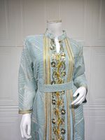 Ensemble deux pièces Abaya pour femme R-569, style turc, en dentelle de luxe de Dubaï, longueur cheville, taille haute, ODM