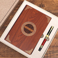 Coffret Cadeau d'Entreprise : Carnet, Marque-page Métallique Rétro Chinois, Stylo Signature en Bois de Redwood
