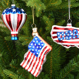 High Quality Personalized Creative American Flag Pattern Glass Christmas <b>Tree</b> <b>Ornaments</b> Custom Christmas Ball <b>Ornaments</b> - Product Image 2