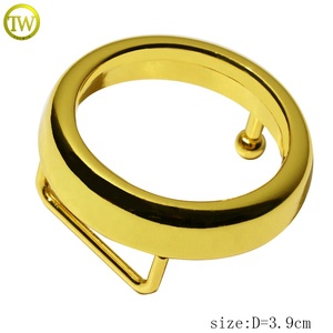 Hebilla de cinturón personalizada, herrajes de correa, forma redonda, diseño de hebilla ajustable de Metal dorado brillante para cintura de mujer - Product Image 2