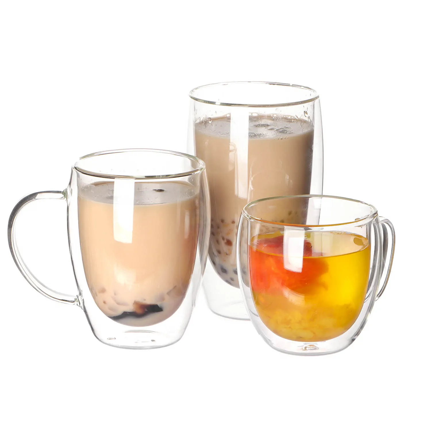 Taza de café con revestimiento de vidrio de borosilicato de diseño especial de muestra gratis, taza de doble pared