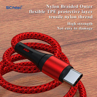Cable USB trenzado de nailon de gran oferta Schitec 1m 2m 3M Cable cargador de carga rápida OEM para iPhone Huawei