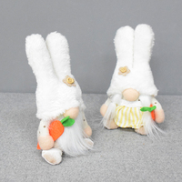 Boheng fait à la main Rudolph nain tissu artisanat décor poupée cadeaux printemps lapin oreilles pâques gnomes en peluche avec carotte