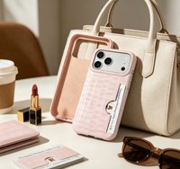 Étui de téléphone en cuir PU texture croco de luxe pour iPhone 18/17/16/15 Pro Max, protection intégrale à 360° avec porte-cartes intégré
